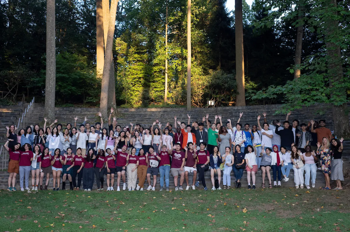 International students in Scott Outdoor Amphitheater.