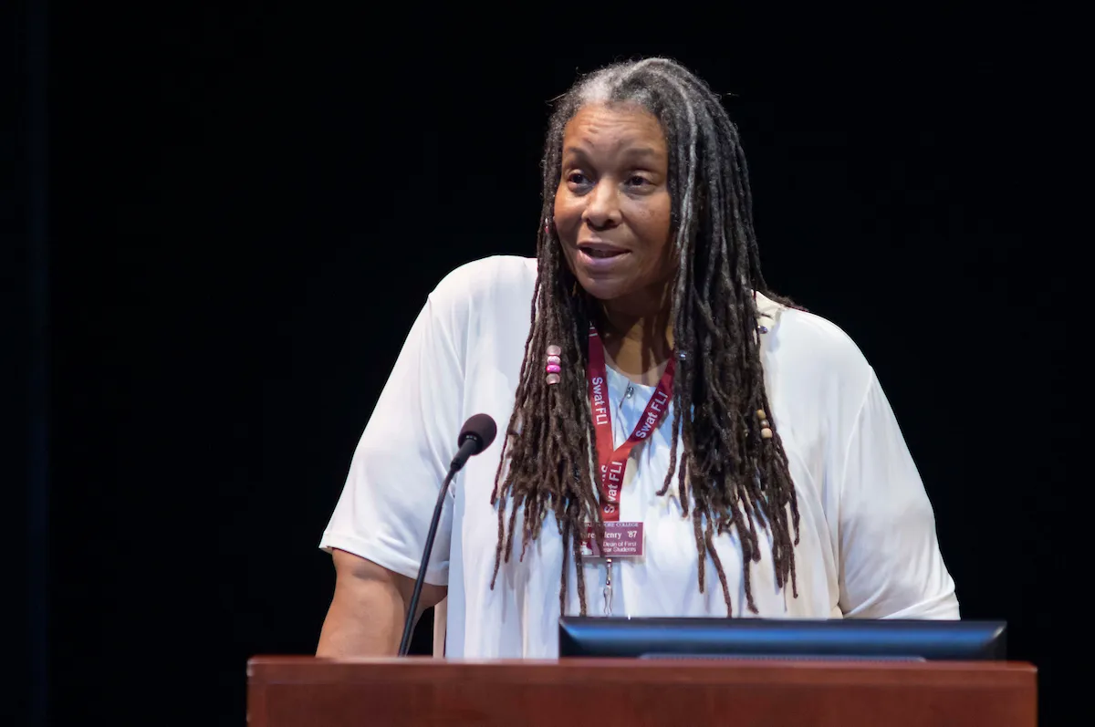 Karen Henry at podium