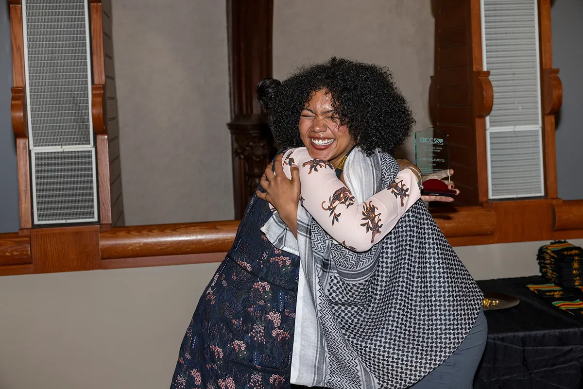 Student hugs at BCC event