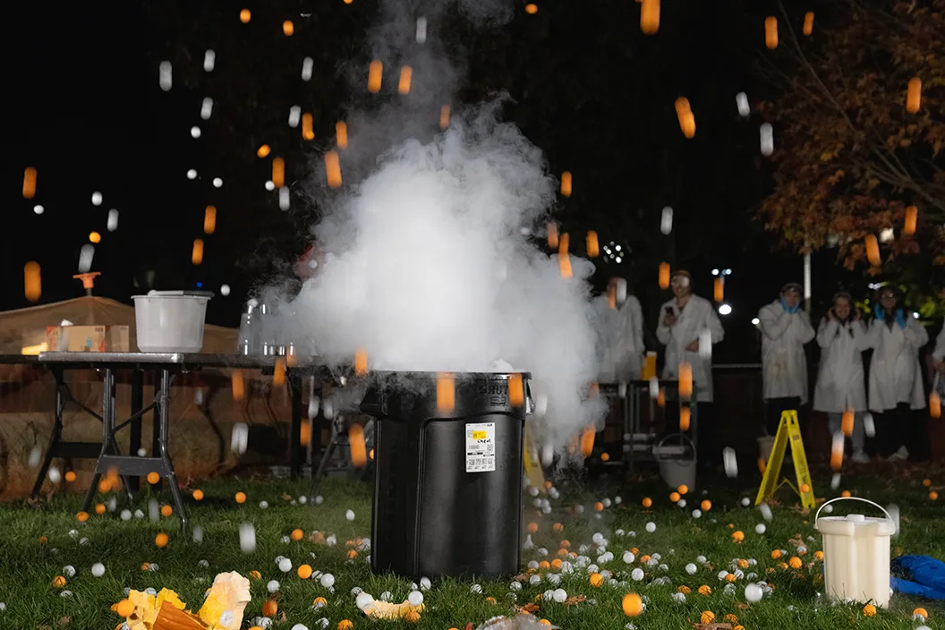 Ping pong balls rain down from sky after liquid nitrogen experiment