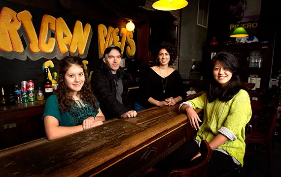 Aileen Eisenberg '15, Daniel Gallant '98, Katie Goldman '14, and Sabrina Singh '15