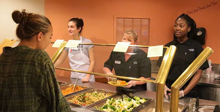 Students in Sharples Dining Hall