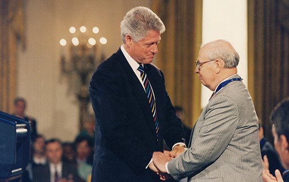Eugene Lang '38 and Bill Clinton