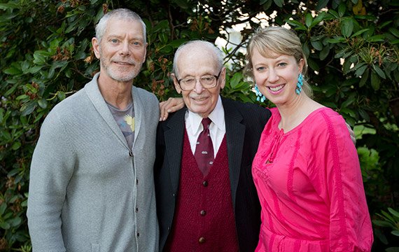 Eugene Lang '38 with son Stephen Lang '73 and granddaughter Lucy Lang '03.