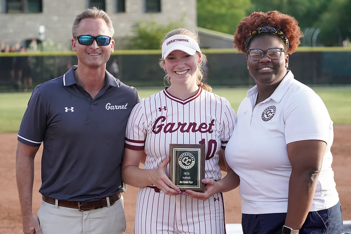 Emily Bertrand with MVP award