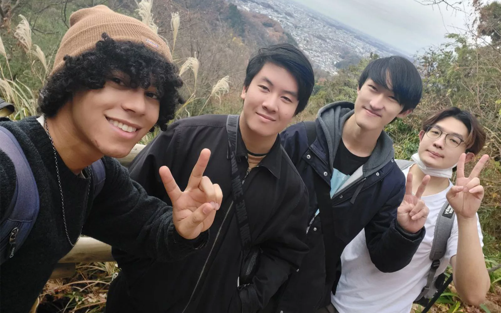 Group of students on mountain peak