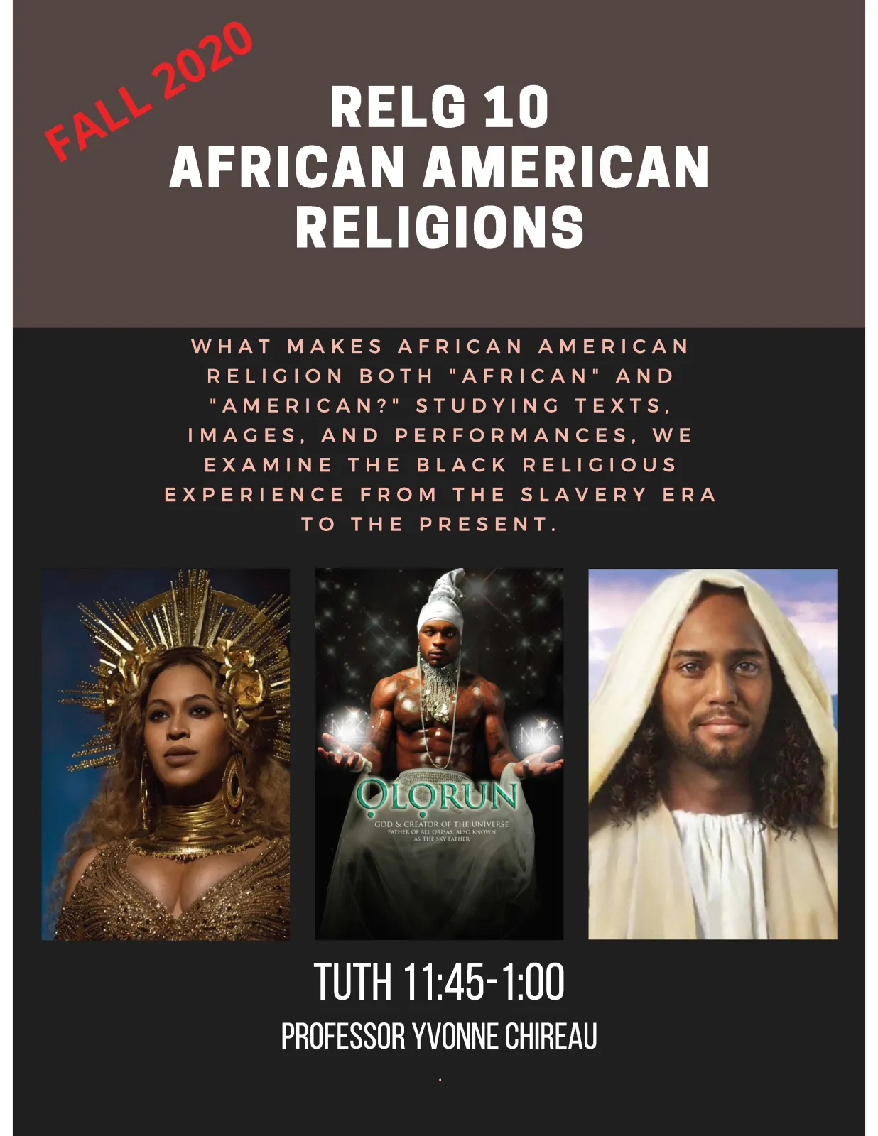 RELG 010. African American course poster Fall 2020