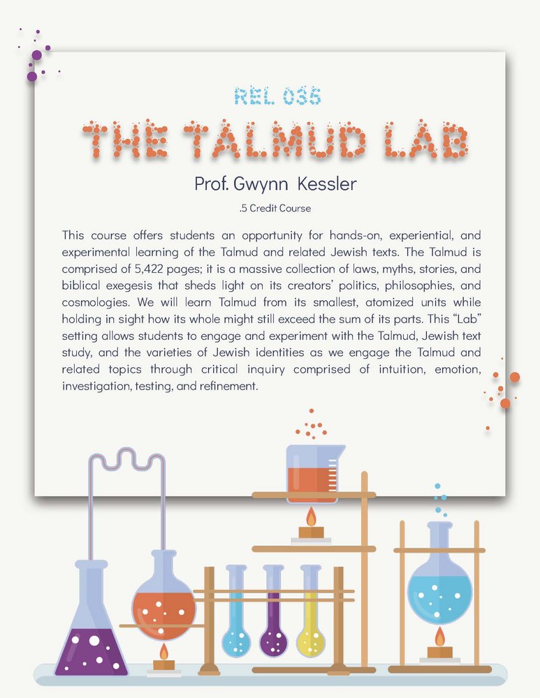 RELG 035. The Talmud Lab spring '22 poster
