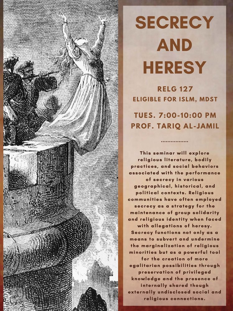 RELG 127. Secrecy and Hersey spring '22 poster