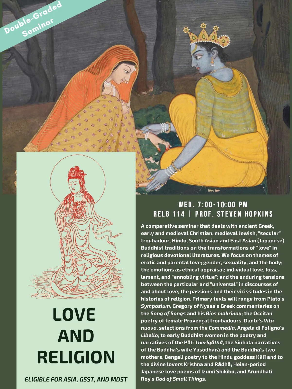 RELG 114. Love and Religion course poster Fall 2020