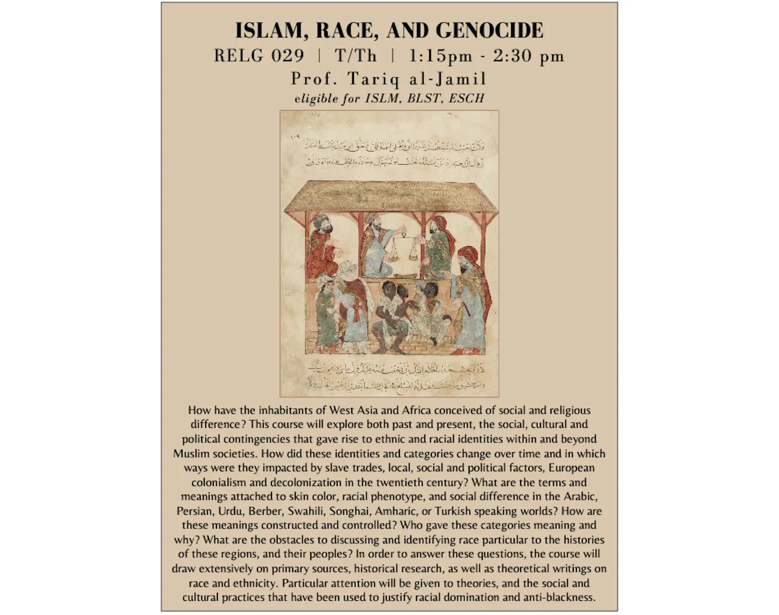 Religion 029 poster with course description