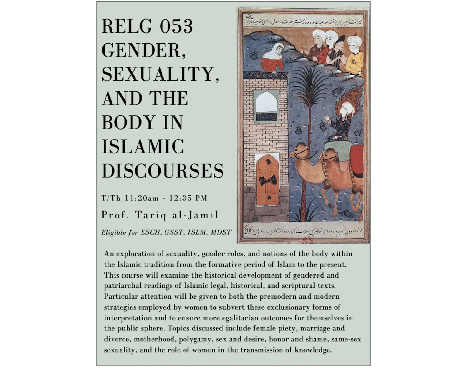 Religion 053 poster with course description