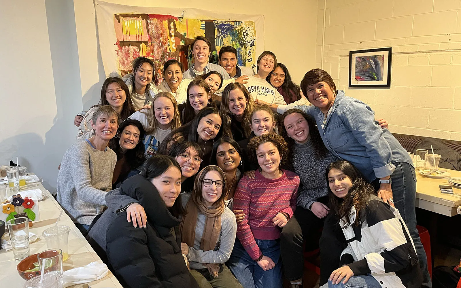 student group shot at restaurant