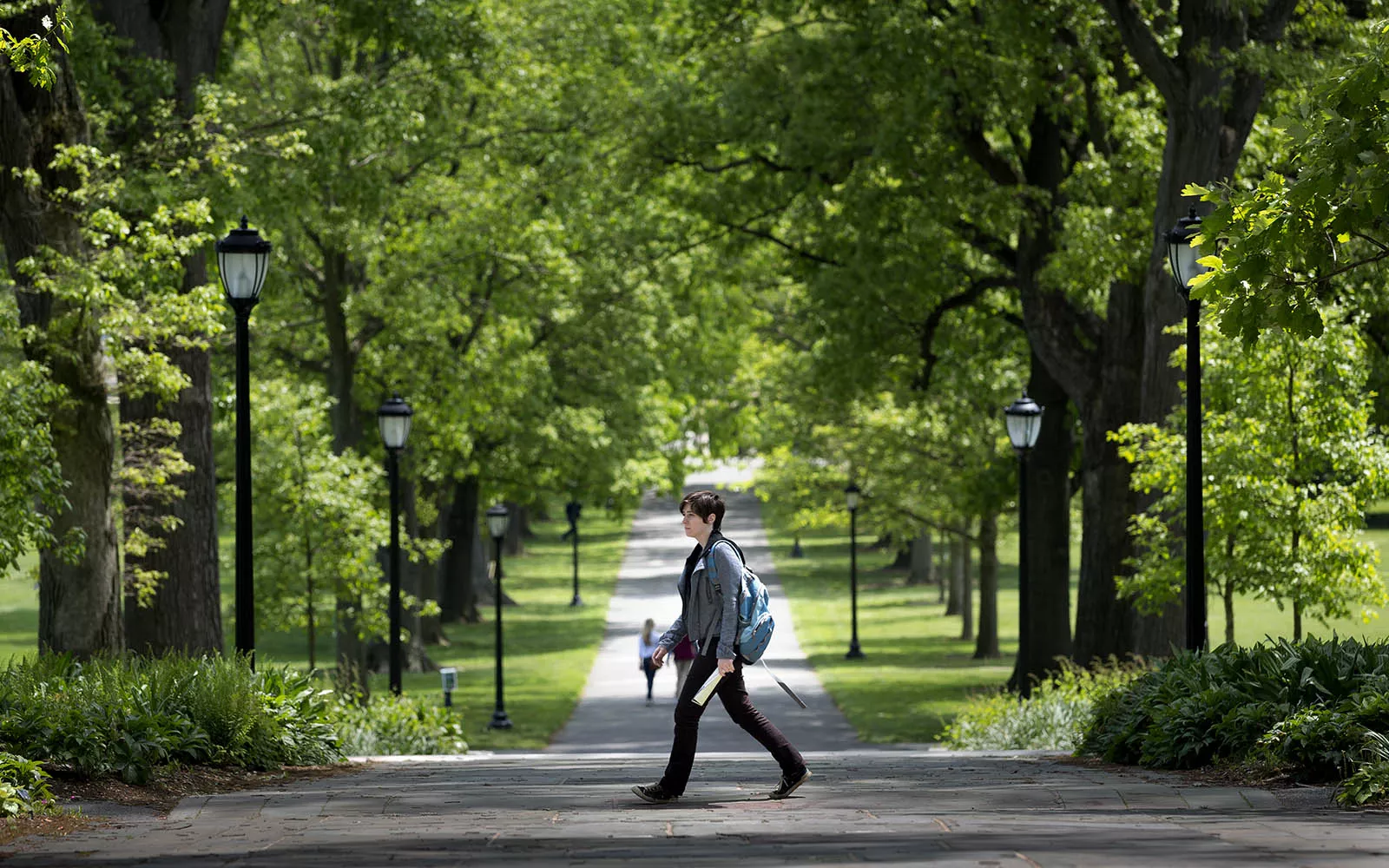 Student walks to the Swarthmore train station