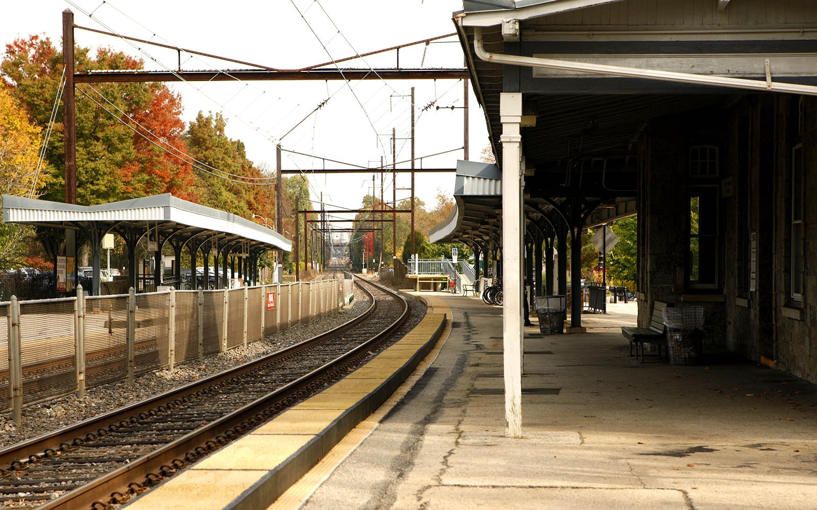 Swarthmore train station scene in Fall
