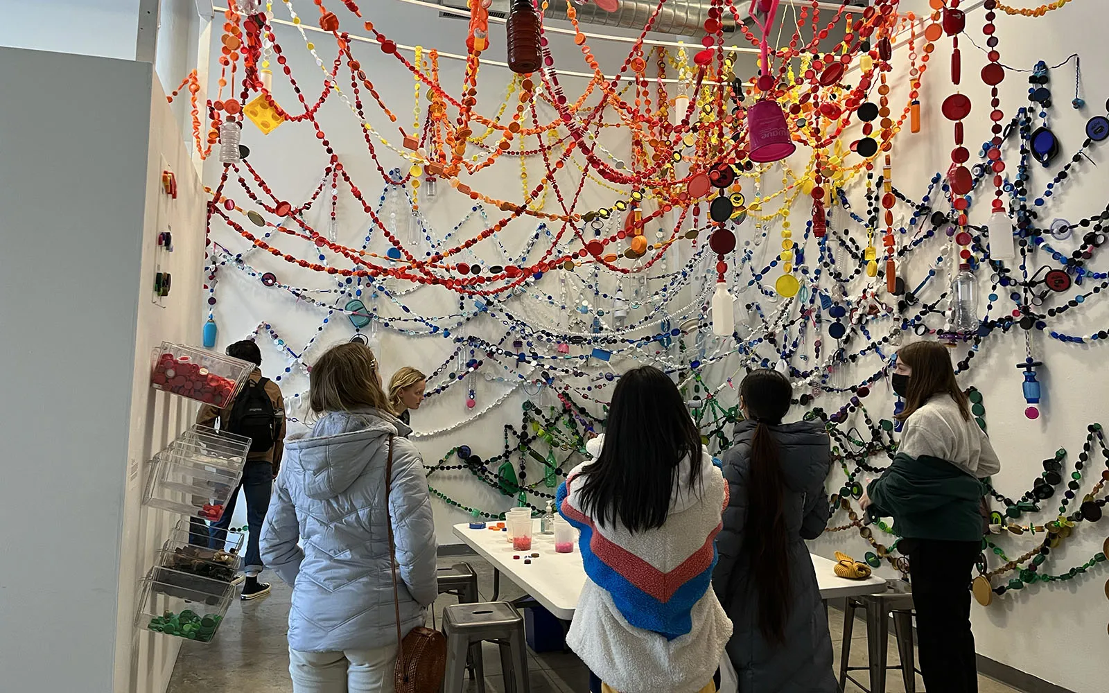 Students viewing art