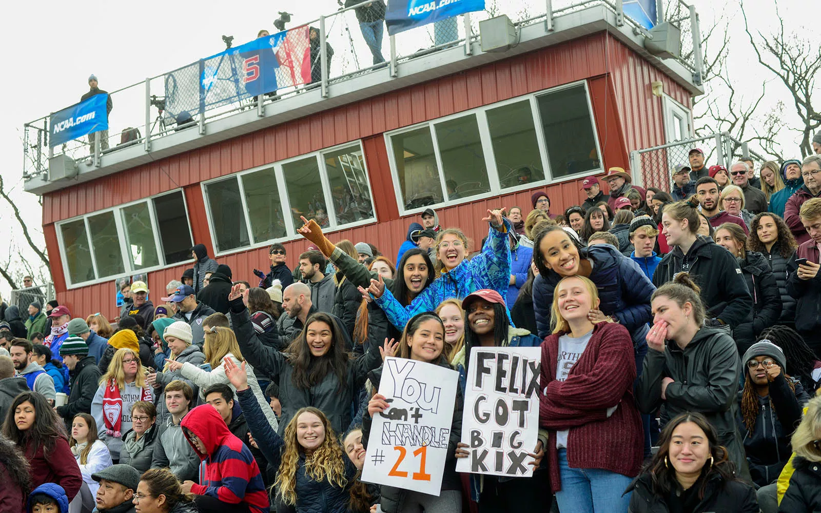 Swarthmore fans cheering in the stands