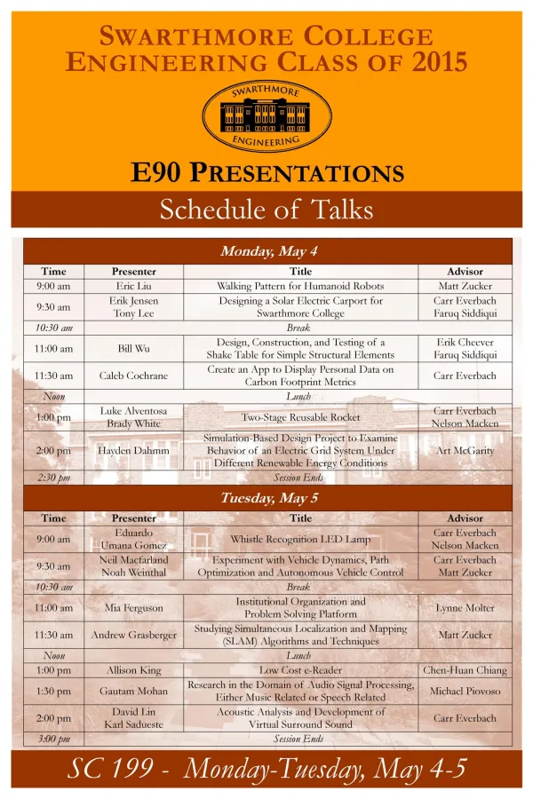 2015 E90 Presentation Schedule