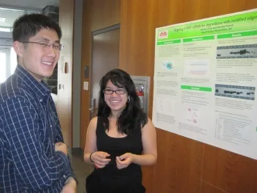 Harry Wang '13 and Vienna Tran '13 at the 2011 Sigma Xi poster session.
