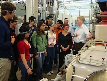 Chem 46 students learning about the industrial machinery at AWT.
