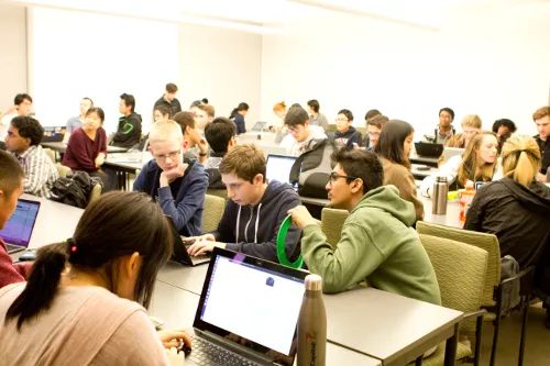 Students working at computers