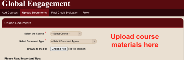 Screenshot of "Upload Documents" tab of Credit Evaluation System