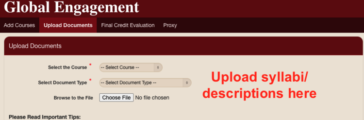 Screenshot of "Upload Documents" tab in Credit Evaluation System