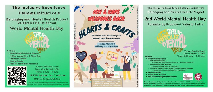 Flyers for 1st and 2nd Annual "World Mental Health Day" and "Hearts & Crafts"