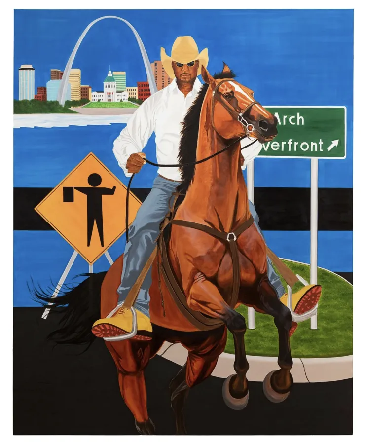 Keith Jackson, "Urban Cowboy," 2025, oil on canvas, 60 × 48 inches.