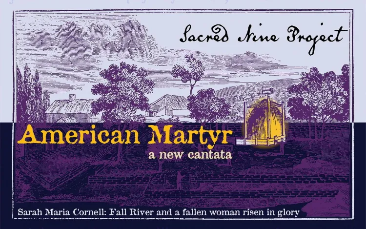 Poster for American Marty Cantata featuring a lithograph artwork of a rural scene
