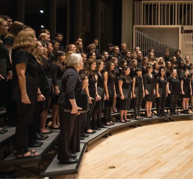 Chorus performing in Lang Concert Hall