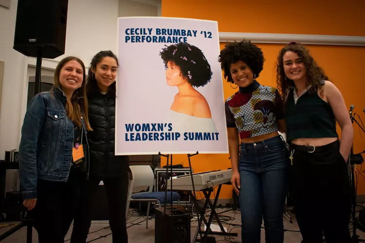 Students pose with Cecily Bumbray '20
