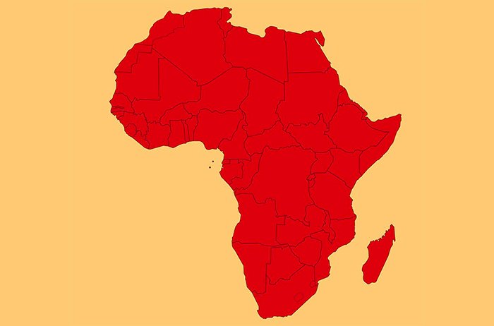 red map of African continent