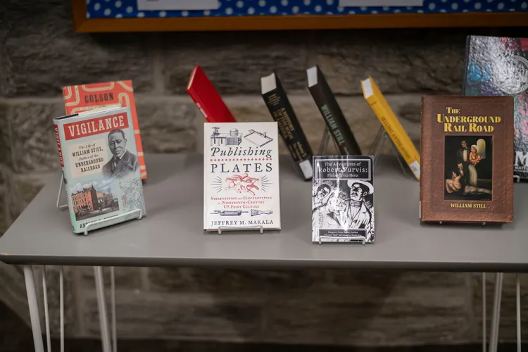 Frederick Douglass day book selection on table