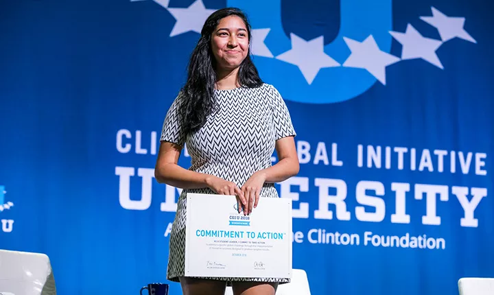 Rebecca Castillo '20 at CGI U ceremony