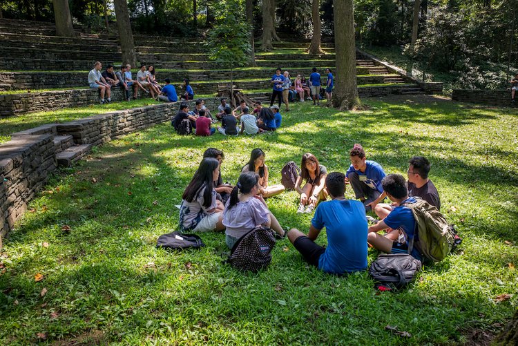 Students in amphitheater
