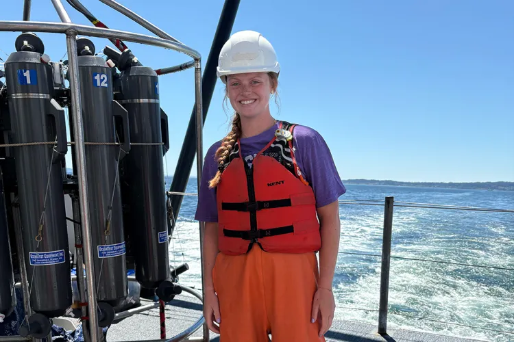 Lane Barron on water near oxygen tanks