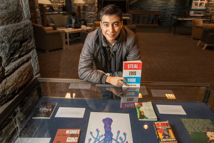 Martin Palomo '19 with book collection