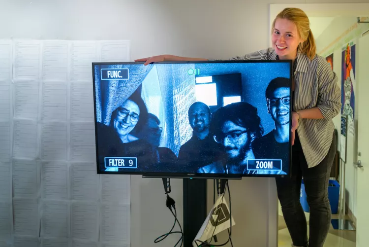 Student at Percepticon exhibit