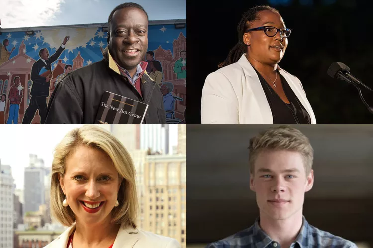 Clockwise from left: Keith Reeves, Nina Johnson, Jack Pokorny '19 and Lucy Lang '03