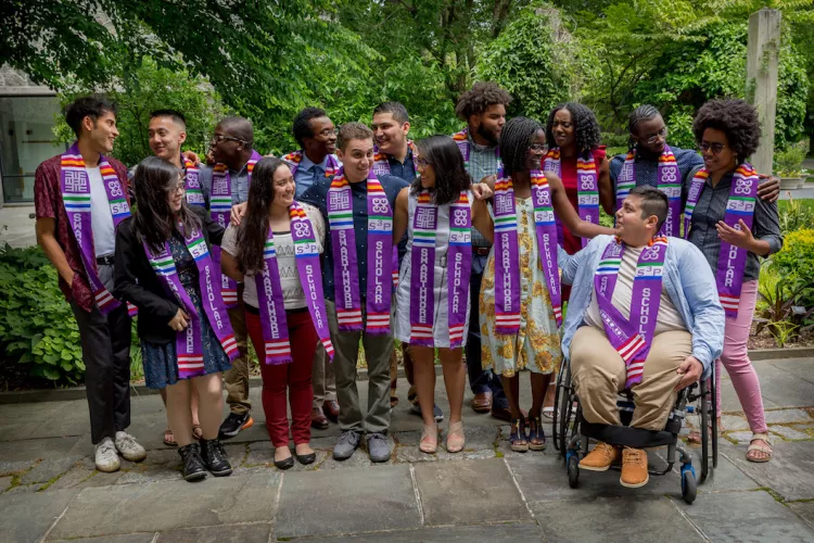 Summer Scholars pose in front of Kohlberg 