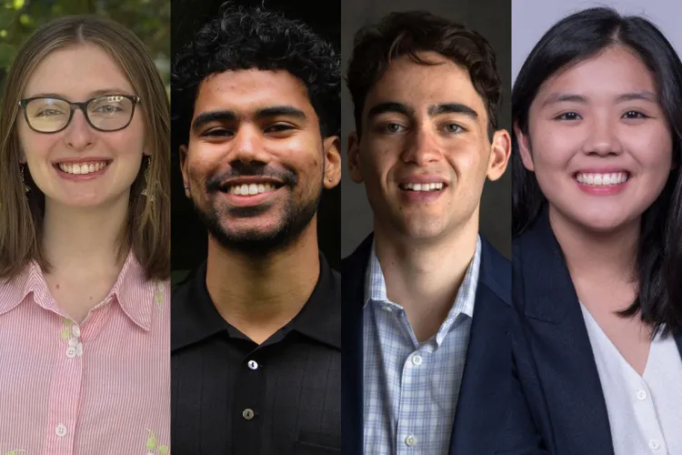 From left: Joey Driscoll ’26, Simba Makhsud ’26, Noah Sandfort ’25, and Madeleine Wang ’26