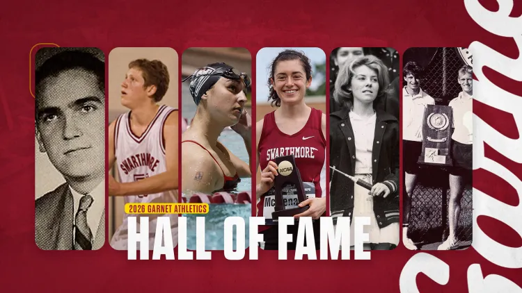 Swarthmore athletics banner announcing 2026 athletics hall of fame class