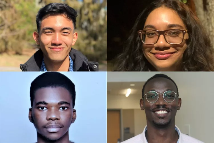 Clockwise from top left: Daniel Torres Balauro ’23, Aleina Dume ’23, Haron Kalii ’23, and Philippe Kame ’23.