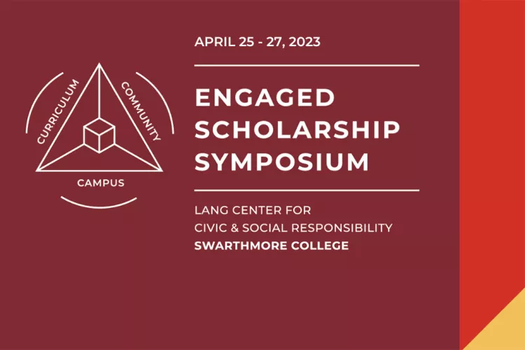 Graphic displaying logo of Lang Center with text that reads "Engaged Scholarship Symposium"