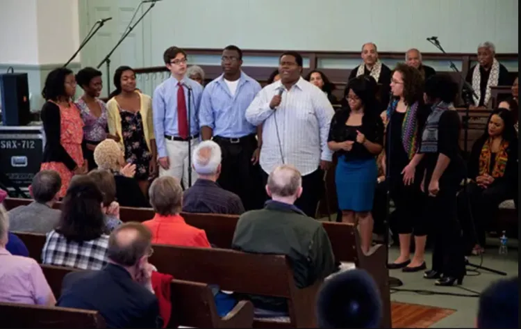 Chorus of people singing