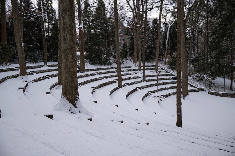 Amphitheater covered with snow