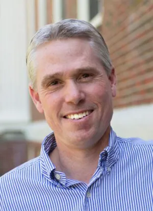 Jim Terhune in blue shirt