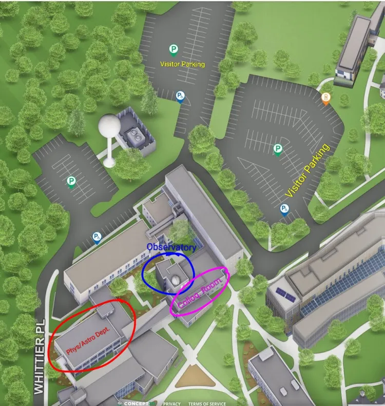 Map showing department locations