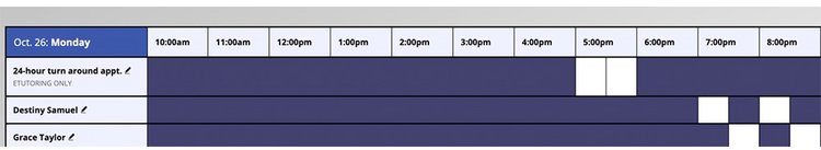 Screenshot of scheduling an appt with WCOnline